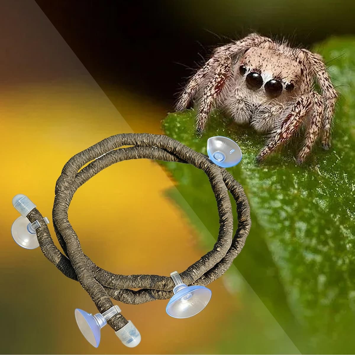 Generico Reptiles – Decoración artificial de liana plegable con ventosas para terrario de reptiles | para terrarios, jaulas, vallas, bañeras domésticas y hábitats para geckos y lagartos — view 3