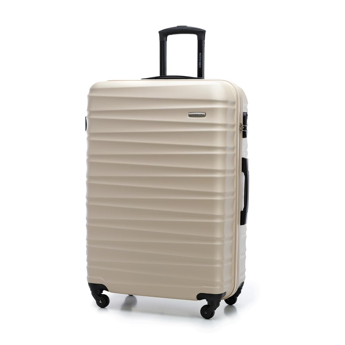 WITTCHEN Maleta Grande Trolley ABS rígido para facturación con 4 Ruedas giratorias Cerradura de combinación asa telescópica Groove Line Negro Ryanair/Vueling/Iberia/easyJet/Iberia Express — view 36