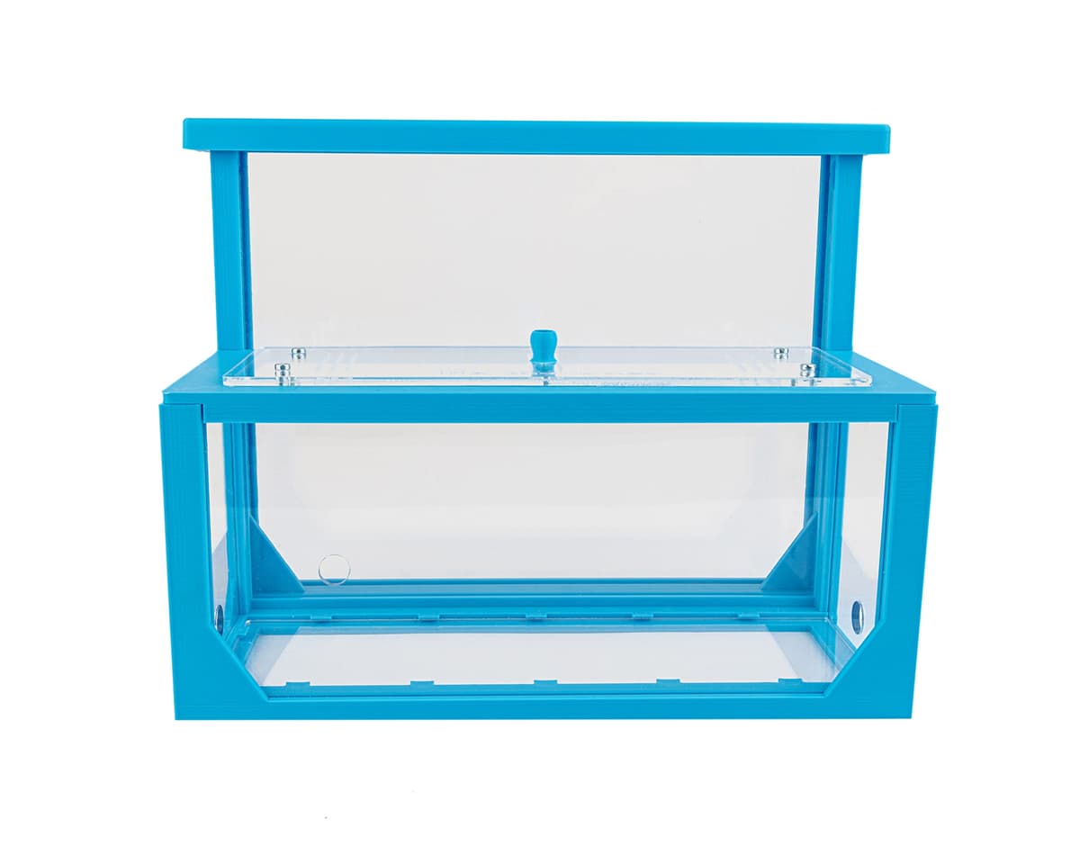 Anthouse.es - Hormiguero Natural de Arena - Kit Hormiguero 3D Forma de L (Sándwich + Caja de Forrajeo) - Granja de Hormigas con Colonia de Hormigas Incluida - 25x20x1 cm y 10x24x10 cm - Azul — view 2