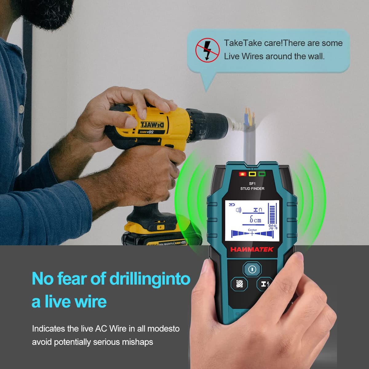 Detector, 4 in 1 Electronic Sensor, Wall Scanner, Metal Pipe Detector with LCD Display for Detecting Wood, Metal, Wires in the Wall and Magnetic or Non-Magnetic — view 5