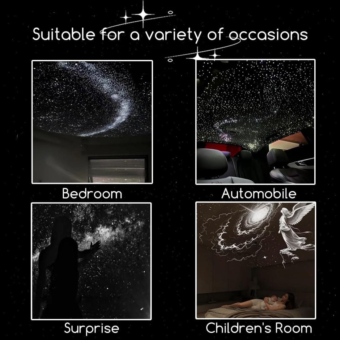 2-in-1 Galaxy Projector Night Light, Portable Galaxy Starry Sky Projector Lamp Night Light with HD Films, USB LED Starry Sky Night Light Projector, for Car and Bedroom Decoration (3-image) — view 2