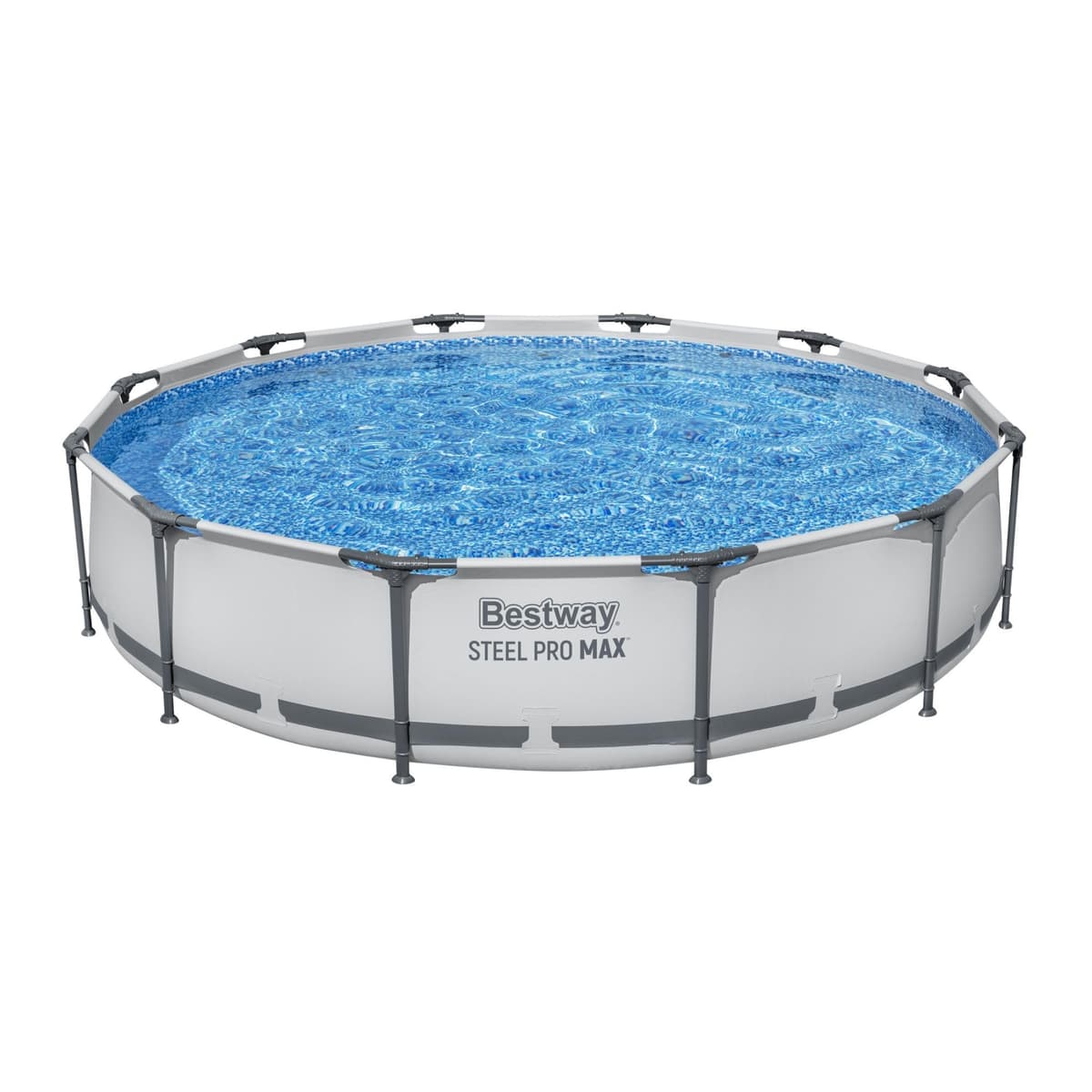 Bestway BW56416GB-21 Steel Pro Round Frame Swimming Pool with Filter Pump, Grey, 12 ft