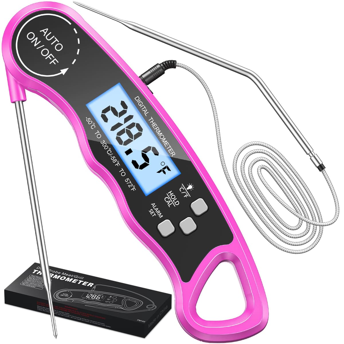 CIRYCASE Termometro Cocina, Termometro Horno Digital de Lectura Rápida & Precisa con 102cm Sonda de Alambre, Calibration & Pantalla LCD, Termometro Barbacoa para Carne, BBQ, Comida, Horno, Liquidos — view 10