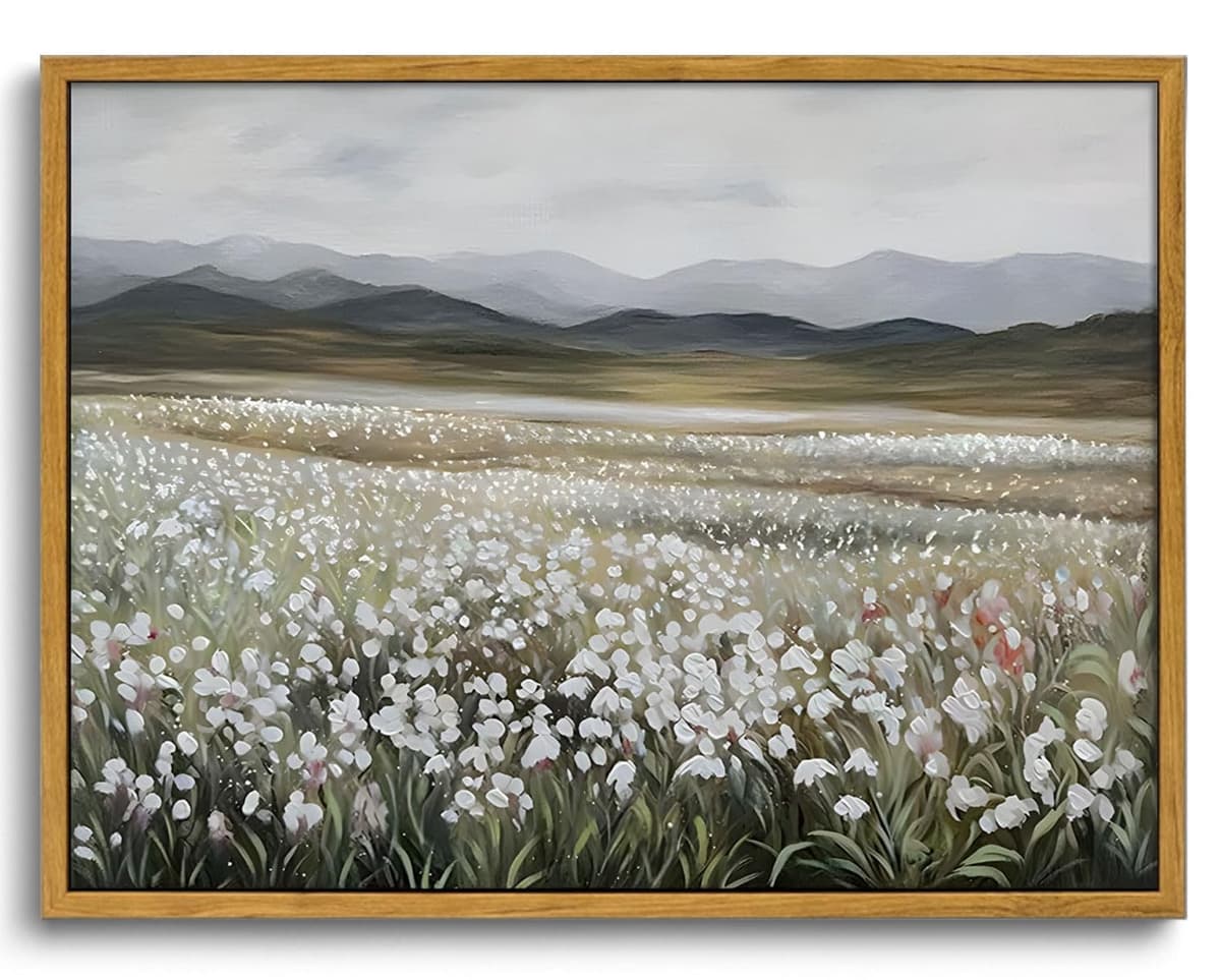OIQArtOIQ Framed Canvas Wall Art,Vintage Decor,Landscape Nature Country Wildflower Paintings Farmhouse Pictures Modern Artwork Rustic Fall Flower Prints Cottagecore Office Living Room Bedroom Bathroom — view 44
