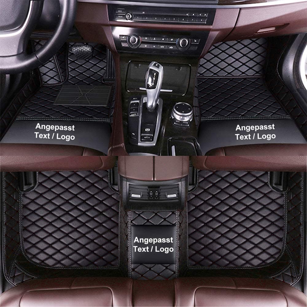 Custom Leather Car Mats for Audi A1 A3 A4 A5 A6 A7 A8 Q2 Q3 Q4 Q5 Q7 Q8 S3 S4 S5 S7 S8 SQ5 SQ7 RS TT Waterproof Non-Slip PU Leather Car Mats Black