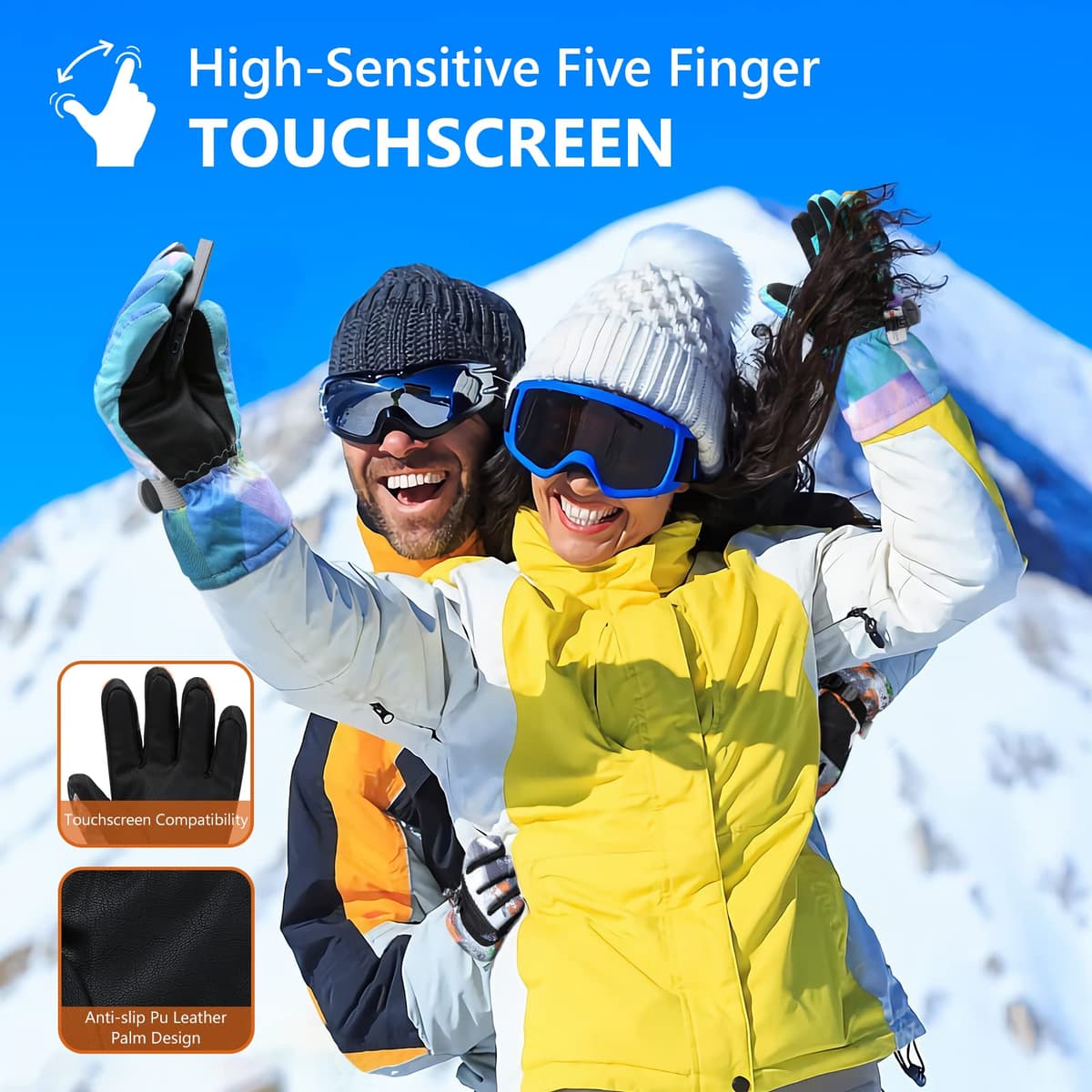 Ski Gloves, Warmest Waterproof and Breathable Snow Gloves for Cold Weather, Fits Both Men & Women,for Parent Child Outdoor — view 5