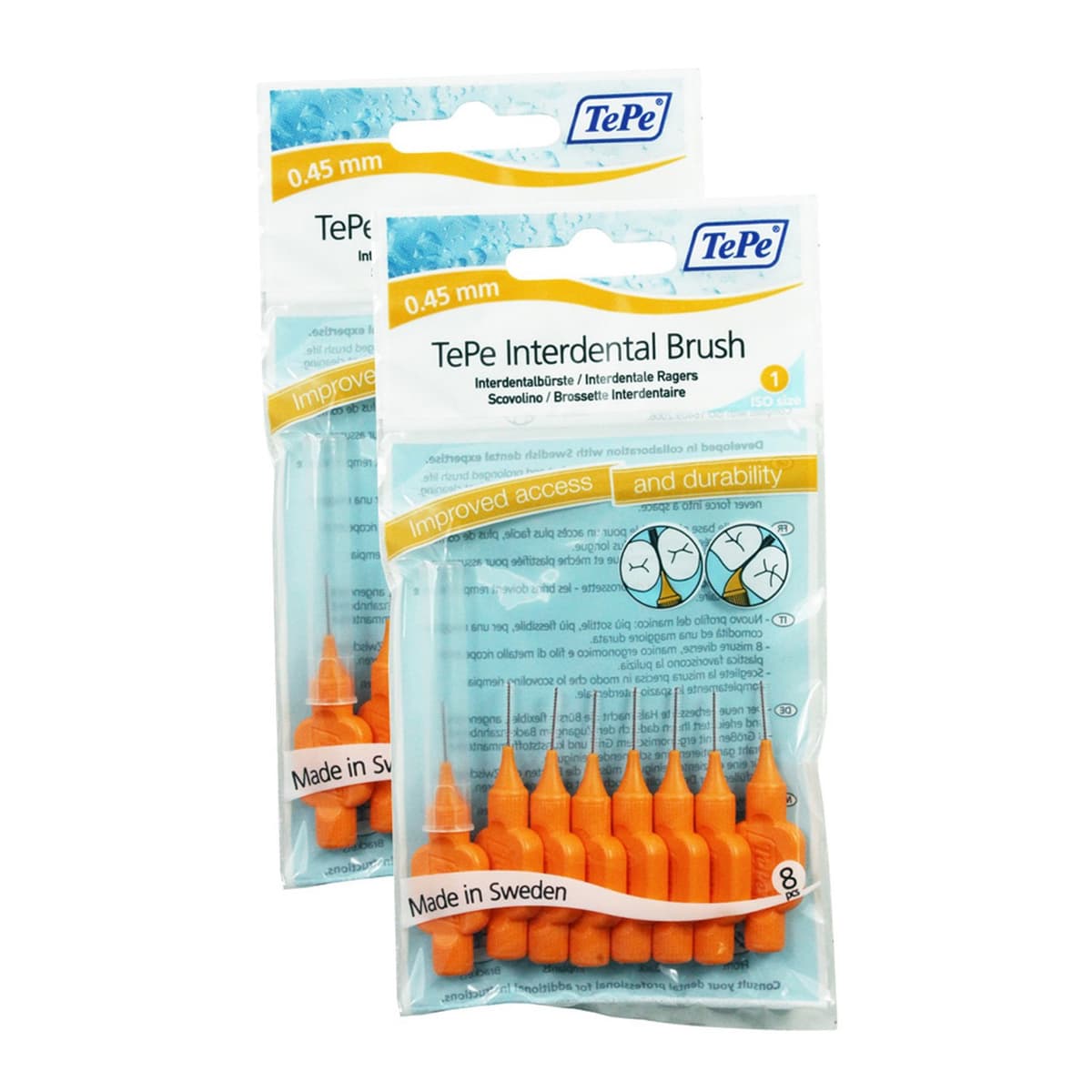 TePe Interdental Brush, Original, Yellow, 0.7mm/ISO 4, 8pcs, efficient Cleaning Between Teeth, Plaque Remover and Dental flosser for Small Gaps — view 13
