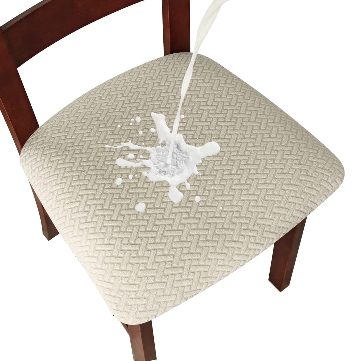 Genina Seat Covers for Dining Room Chair Seat Slipcovers Kitchen Chair Covers (Taupe, 4 Pcs) — view 11