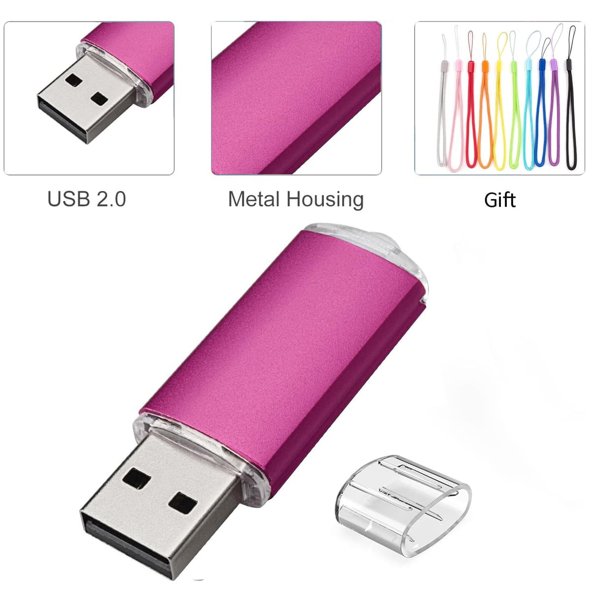 Fenglangrong 10 Pack Flash Drive 8GB USB Sticks, USB 2.0 Thumb Drives Bulk Flash Drive Pack 8GB Pendrive USB Memory Stick Zip Drive USB Sticks 10 Pack Pink — view 3