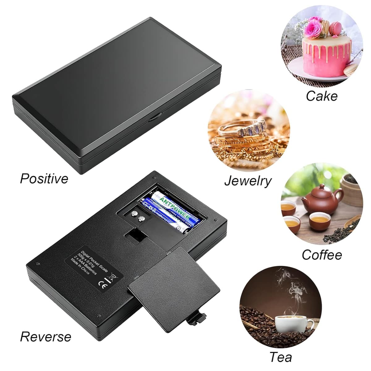Báscula de Precisión 500g / 0.01g,Balanzas de Portátiles, Báscula de Joyería,con Pantalla LCD y 7 Unidades, Función de Tara,Plataforma de Acero Inoxidable — view 7