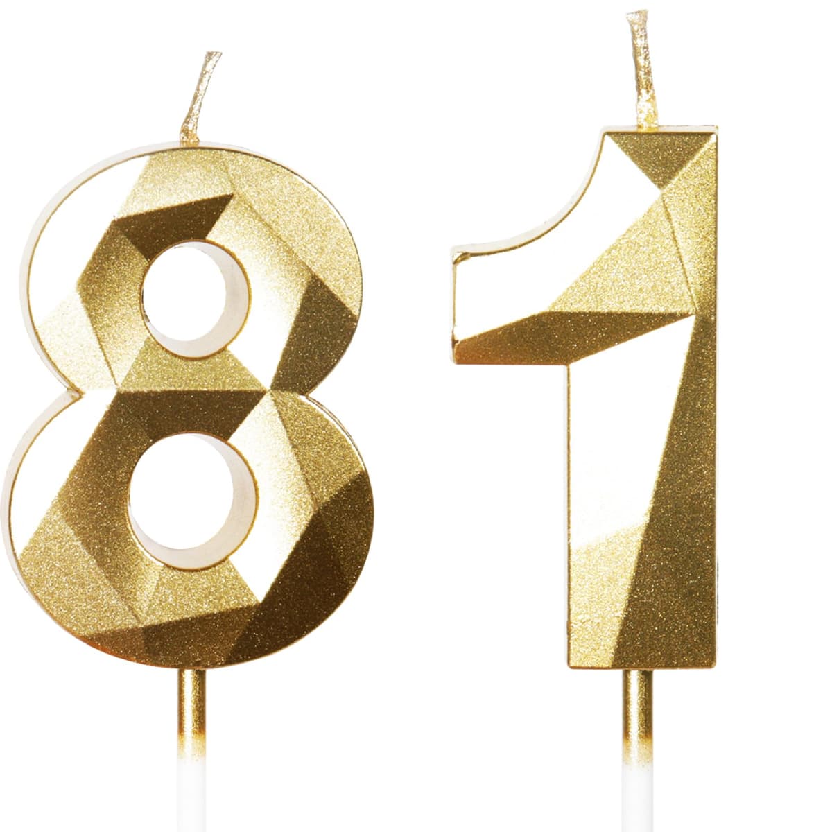 Yiran 50th Birthday Candles, Gold Number 50 Happy Birthday Candles, Cake Topper Decorations for Birthday Party, Wedding Anniversary Celebration Supply — view 250
