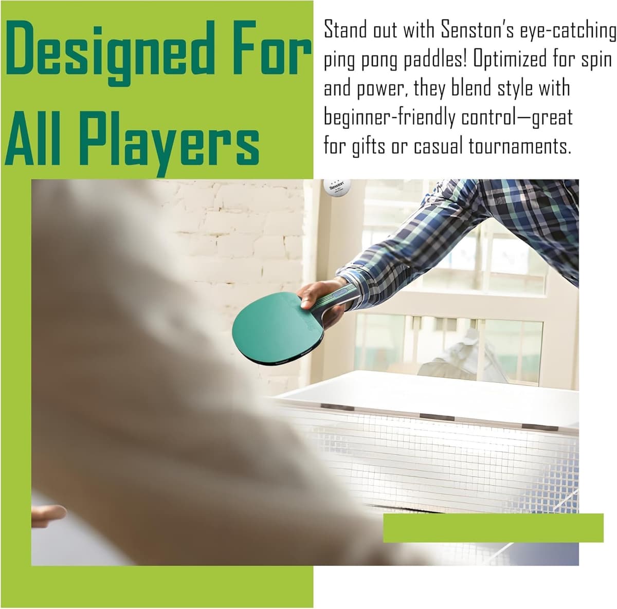 Senston Palas Ping Pong,Pelotas Ping Pong Set, 2 Raquetas de Tenis de Mesa + 3 Pelotas + 1 Bolsa,el Entrenamiento/Kit de Raqueta recreativa — view 6