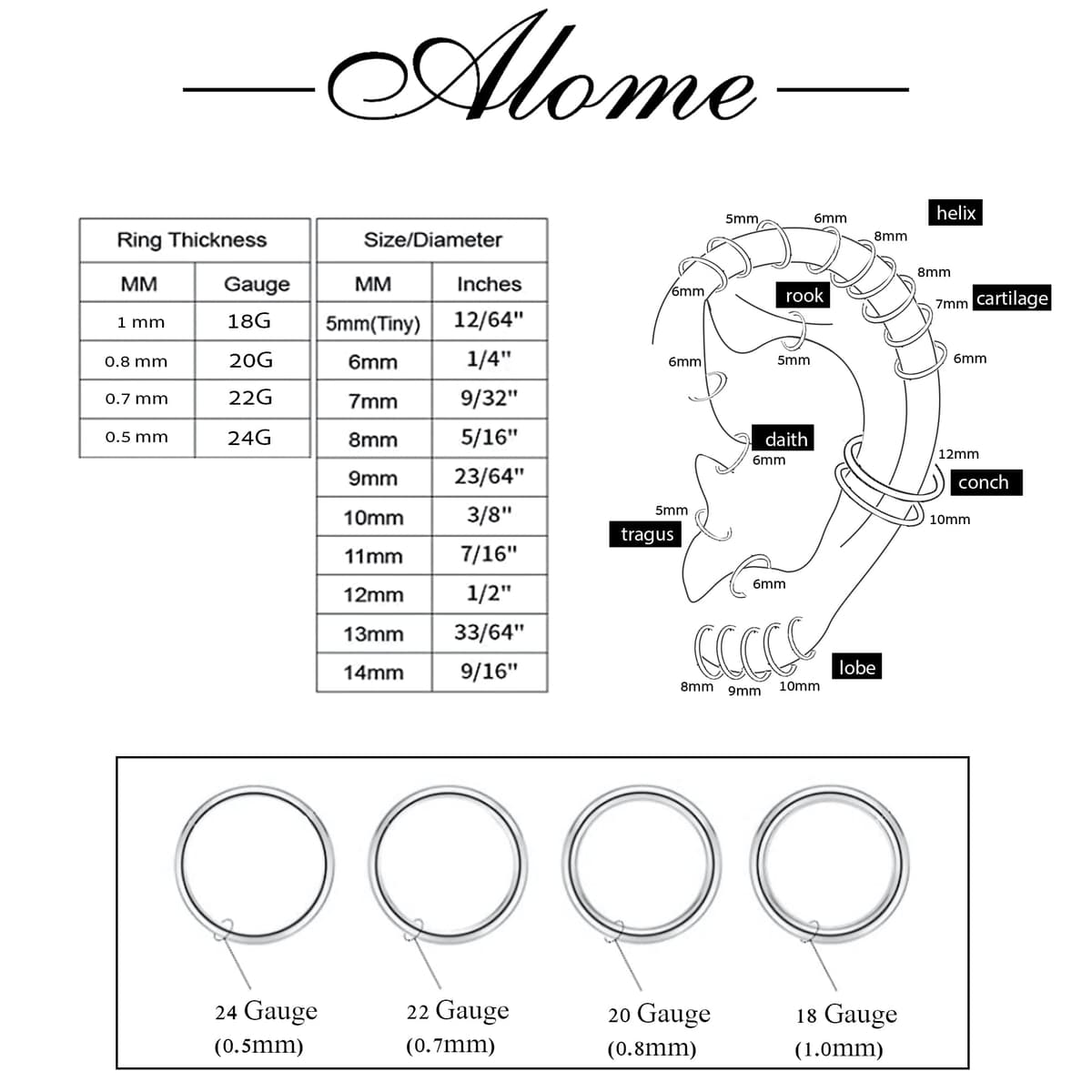 Small Cartilage Hoop Sterling Silver Huggie Hoop Earrings for Women Cartilage Nose Helix Tragus (Silver, 6mm 24 gauge / 1 pair) — view 9