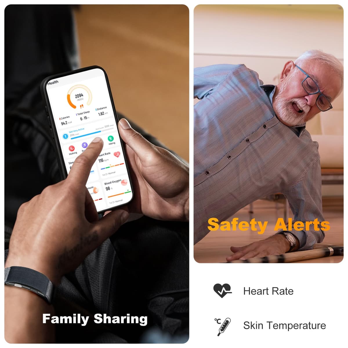 Fitness Tracker with 24/7 Health Tracking, Sleep & Heart Rate Tracking - Dual PPG&ECG Wellness Insights | SOS Alert & Family Sharing | 15-Day Battery, 188 Sport Modes, Aerospace Aluminium Build — view 4