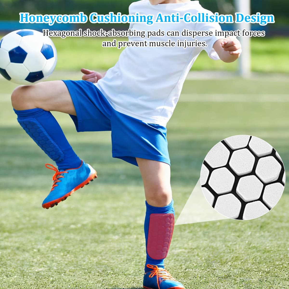 Espinilleras para niños con almohadillas de panal para fútbol, baloncesto, esquí, antigolpes, para niños y niñas — view 5