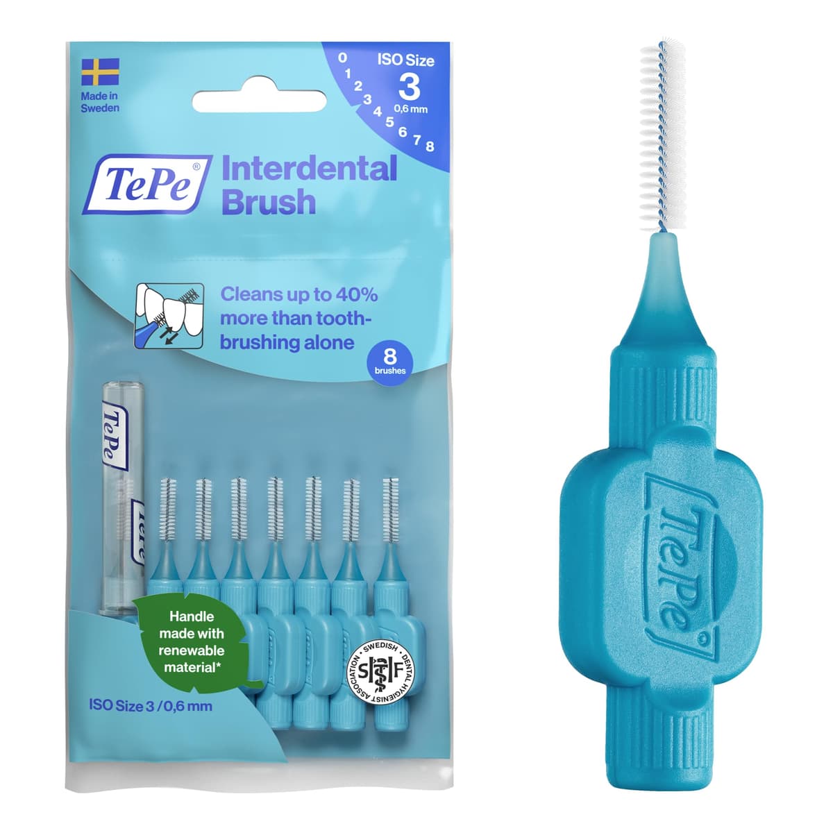 TePe Interdental Brush, Original, Yellow, 0.7mm/ISO 4, 8pcs, efficient Cleaning Between Teeth, Plaque Remover and Dental flosser for Small Gaps — view 23