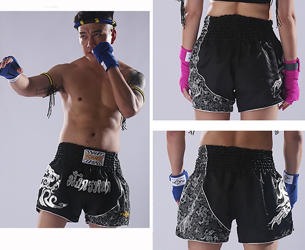 FLUORY Muay Thai Shorts, MMA Fight Shorts Ropa de Entrenamiento Jaula Lucha Grappling Artes Marciales Kickboxing Shorts Ropa — view 2