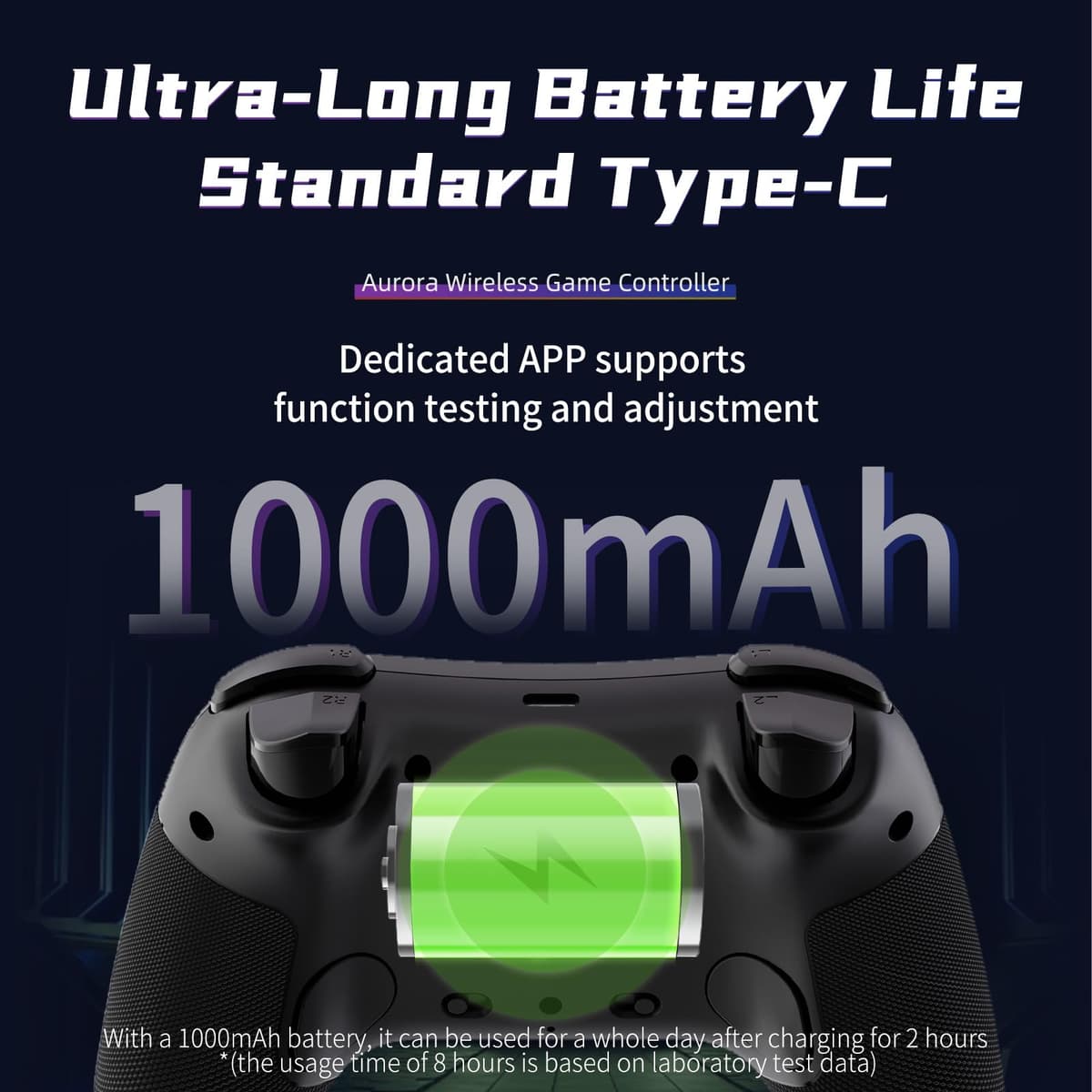 AceGamer Aurora 2.4G Mando inalámbrico para PC Windows/Switch 2/Switch/Steam/iOS/Android, Mando para PC con joystick de efecto Hall, Botón trasero programable, Actuador resonante lineal, Turbo, Negro — view 6