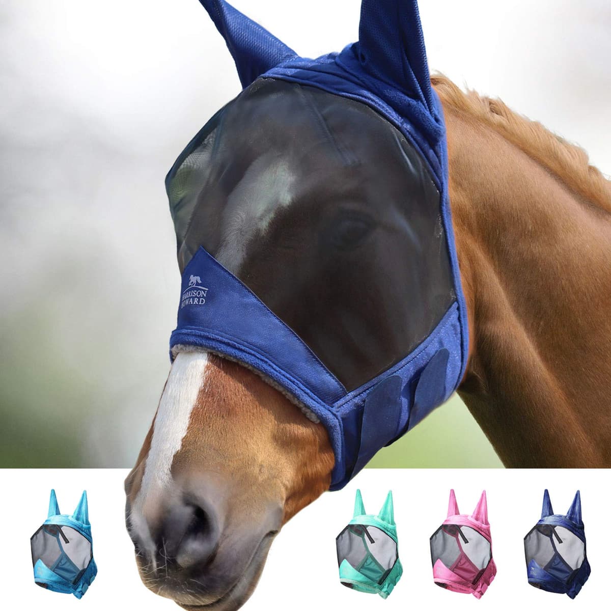 Harrison Howard CareMaster Pro Luminous Horse Fly Mask Standard with Ears UV Protection for Horse Red M Cob — view 13
