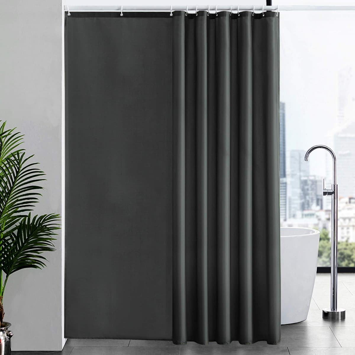 Furlinic Cortina Ducha 200x200cm Antimoho Impermeable Lavable Blanco Tela Poliéster Grandes Cortinas de Baño con 12 Aros de Cortina Ducha. — view 97