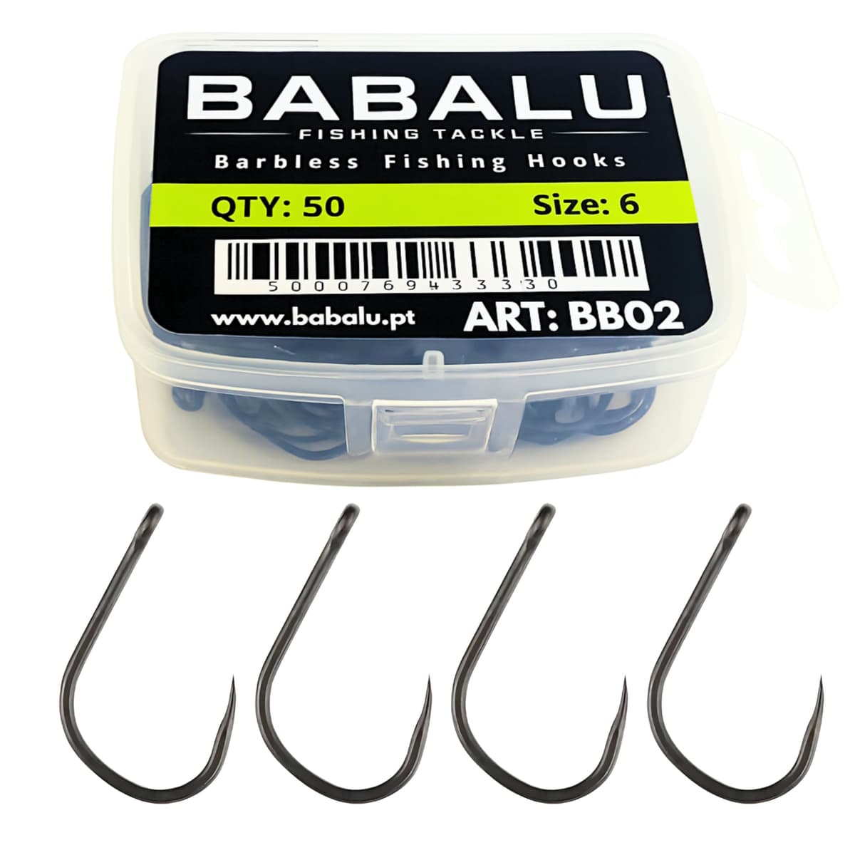 Anzuelos de Pesca sin Rebarba BB02-50 Unidades en Acero de Alto Carbono