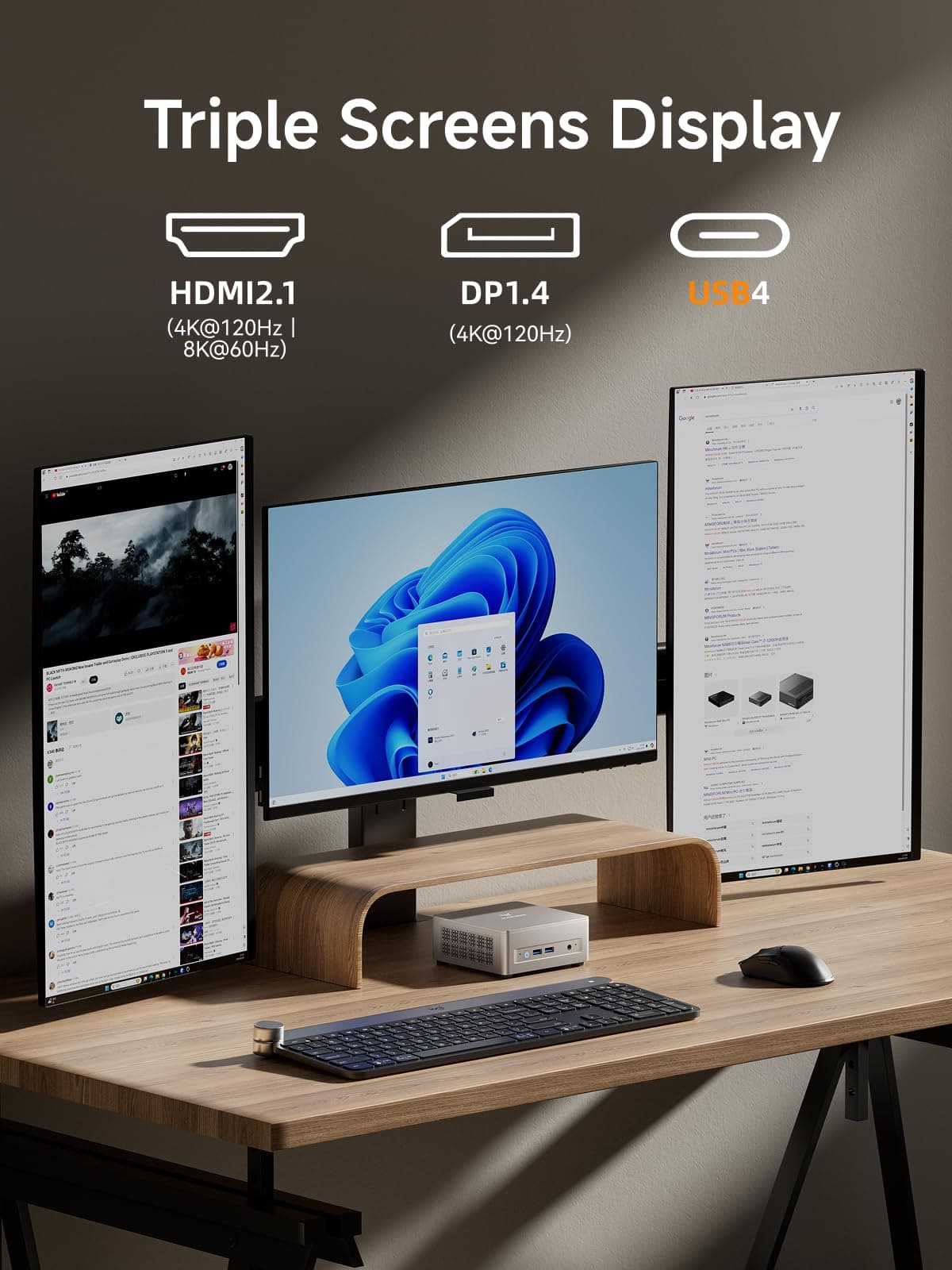 MINISFORUM UM750L Slim Mini PC, AMD Ryzen 5 7545U Mini Computer(6C/12T, Up to 4.9GHz), 16GB LPDDR5 RAM & 512GB PCIe 4.0 SSD, HDMI/DP/USB4, 4 x USB Type A,2.5G LAN,WIFI6E/BT5.3 — view 3