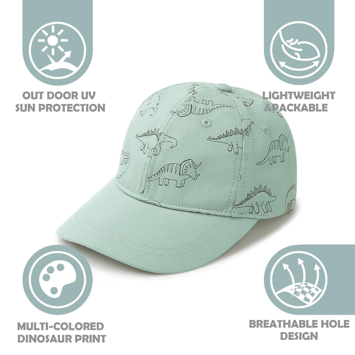 DRESHOW Niño Béisbol Gorra Bebé Sol Sombrero Lindo Dinosaurio Patterned Gorras Unisex Bebé Camionero Sombreros Infantil Niño Kid Sombreros para Niños Niñas — view 2