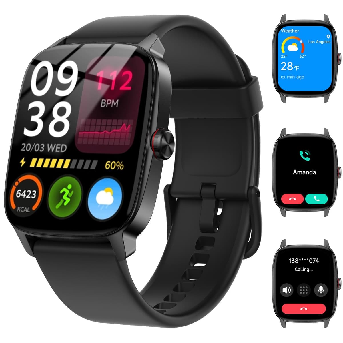 Smart Watch Woman Man with Bluetooth Calls and AI Voice, 1.85 Inch Smartwatch with WhatsApp Notification, Heart Rate Monitor/SpO2/Sleep/Pedometer, 110+ Sports Modes, Waterproof IP68 for iOS/Android — view 13