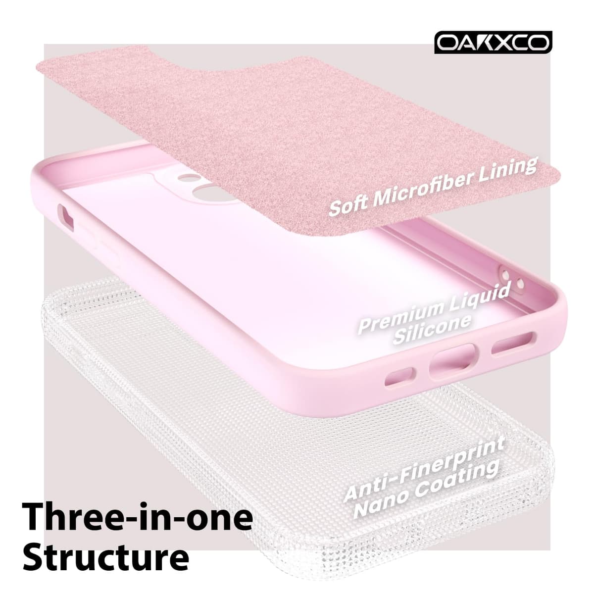 oakxco for iPhone 17 Pro Max Phone Case Liquid Silicone, Cute Thin Slim Grip Soft Rubber Gel for Women Men, Smooth Matte TPU Plain Solid Color Girly Simple Case with Camera Cover, Light Pink — view 1449
