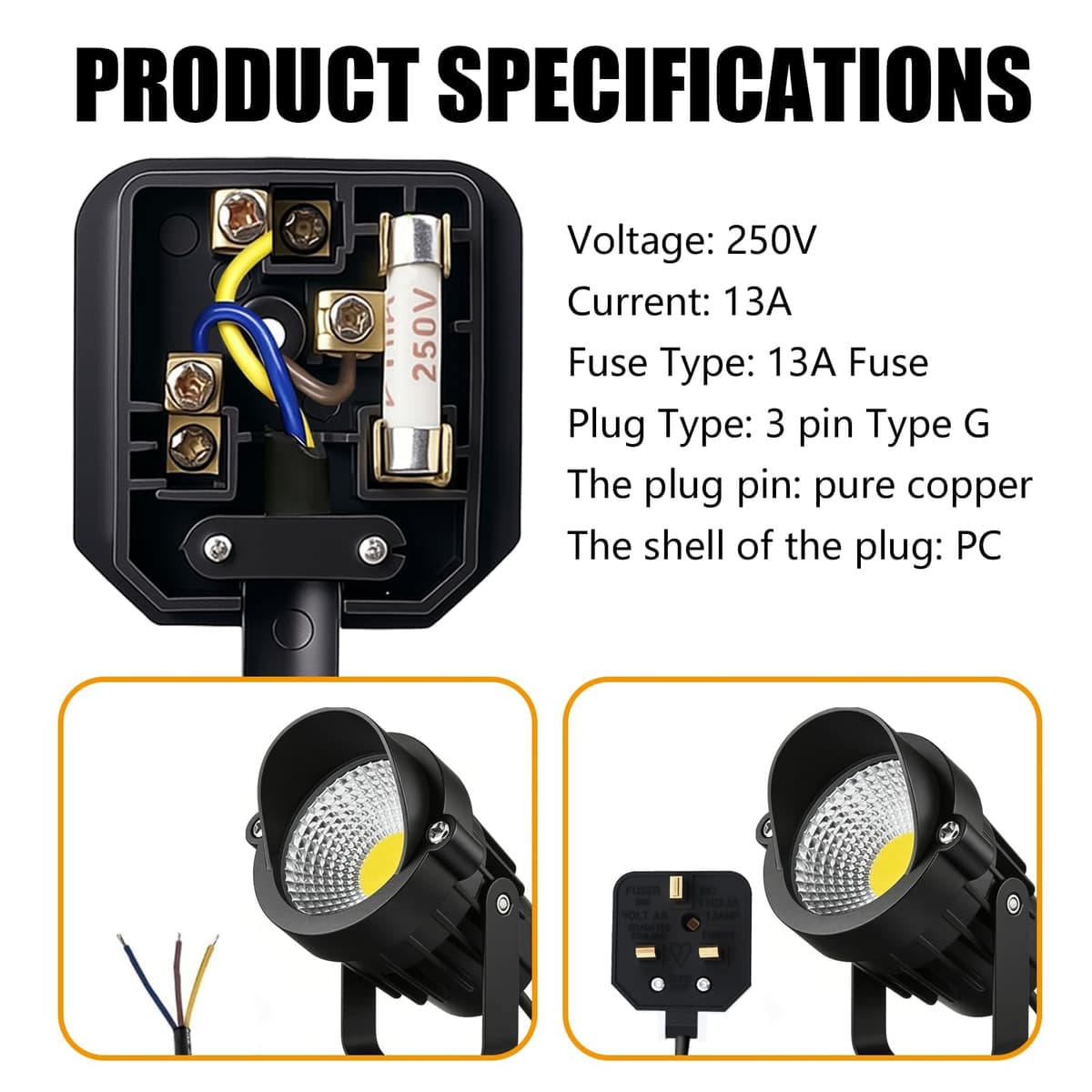2 Pack Heavy-Duty 3 Pin Plug UK 13A Fused Mains Plugs Durable Rubber Plug for Home Rewireable Heat-Resistant Power Tools Appliances Extension Leads Industrial Workshop Use — view 5