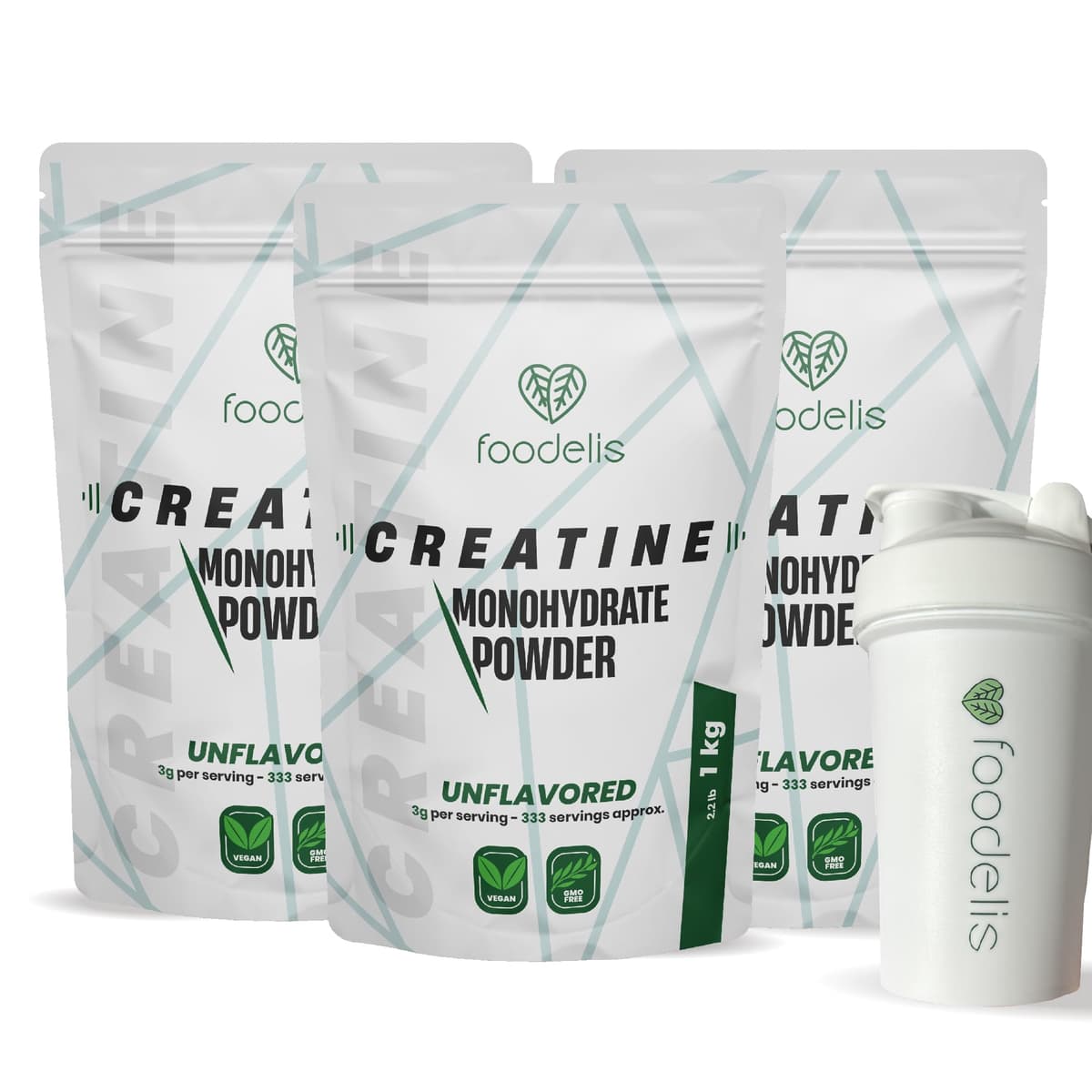 Foodelis Creatina Monohidratada en Polvo 1 kg / 333 Dosis - 100% Creatina Monohidrato Micronizada - Sin Sabor - Pura y Sin Aditivos - No-GMO - Alta Solubilidad - Incluye Dosificador — view 13
