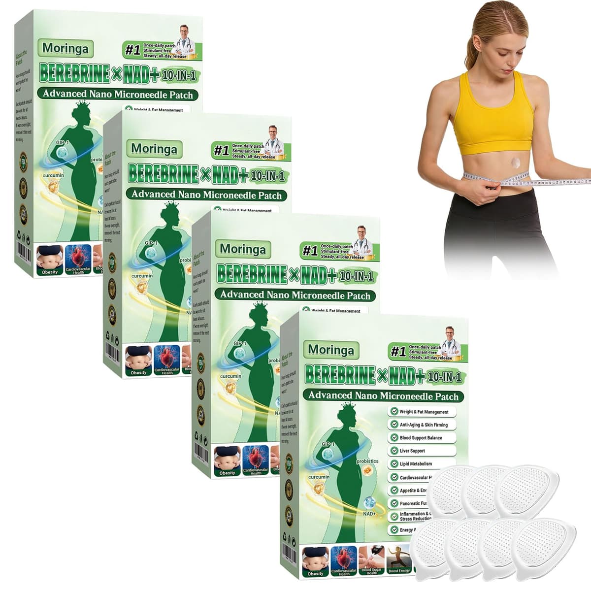 6 Cajas Moringa x Berberine Patch 10 en 1, Parche Avanzado de Nano Microagujas, Ingredientes Naturales, Parche de Metabalance Profesional, Fácil de Aplicar, para Hombres y Mujeres (6 Cajas) — view 16