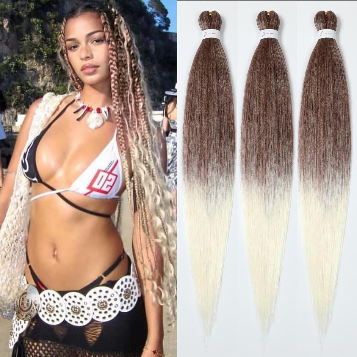 YDDM Capelli Per Treccine Africane Azul Extension Treccine Texture Yaki Easy Install per Principianti 26 Pollici 3 Pezzi Capelli Leggeri e Naturali per Box Braids, Twist e Crochet — view 50