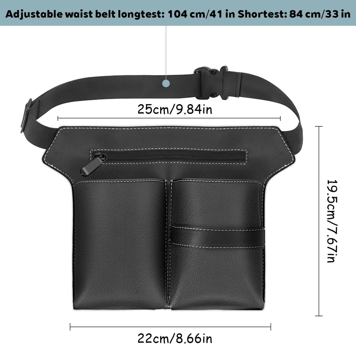 Friseur Tasche, Bolsa de Peluquería, Estuche para Herramientas de Peluquería, Bolsa de Peluquería de PU Negro, Grande Cinturón Portátil Negro para Tijeras, Peines y Herramientas de Peluquería — view 2