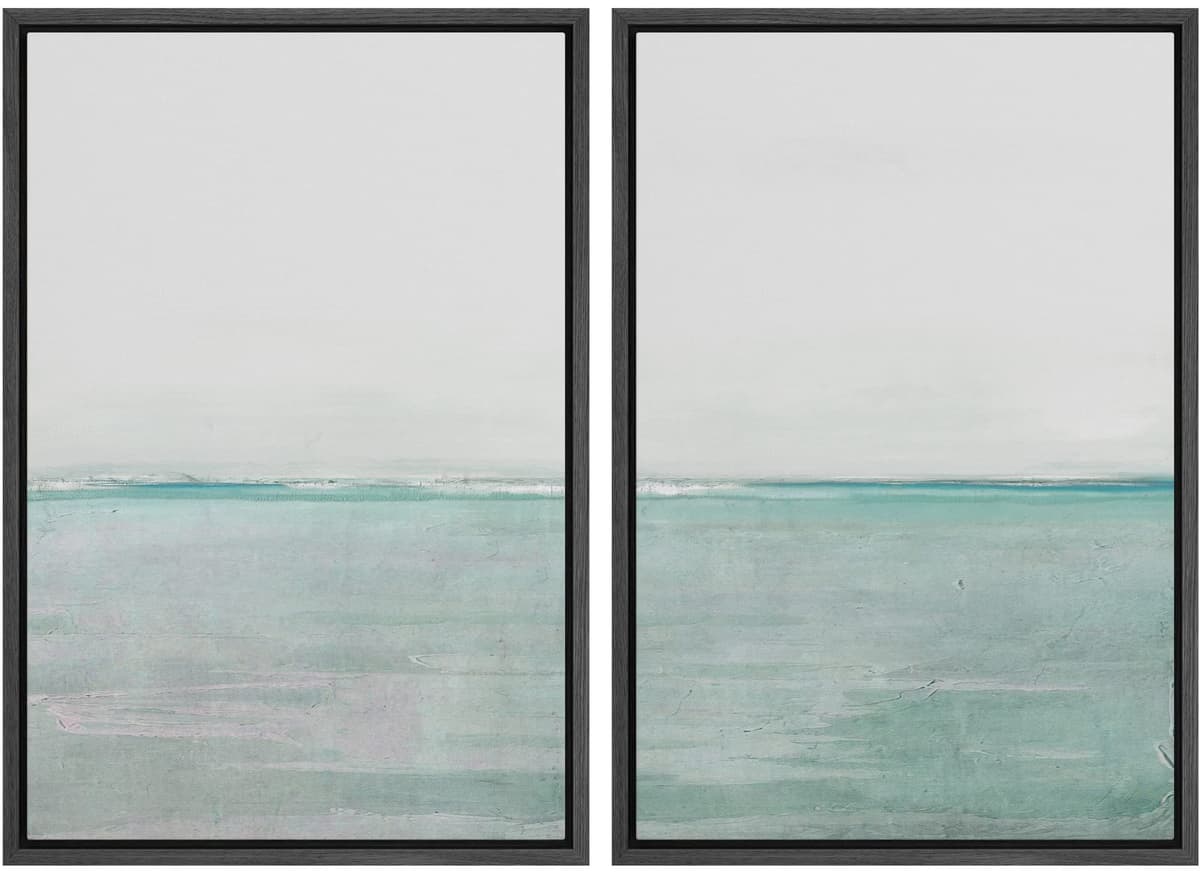 MUDECOR Framed Canvas Print Wall Art Set Watercolor Pastel Duotone Tan Landscape Abstract Shapes Illustrations Modern Art Decorative Contemporary for Living Room, Bedroom, Office - 24"x36"x2 Natural — view 77