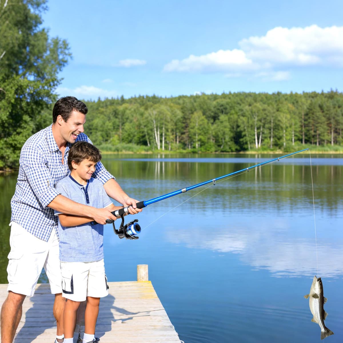Juego de Caña de Pescar para Niños Principiantes, Kit de Pesca Completo con 1.8m Caña de Pescar Telescópica Carrete Spinning Señuelos 100 m Sedal Sacadera de Pesca y Bolsa de Transporte — view 6