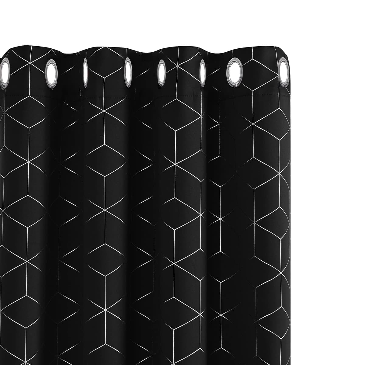Deconovo Eyelet Blackout Curtains 72 Inch Drop, Diamond Foil Printed Thermal Insulated Curtains for Living Room Boys Bedroom, 46 x 72 Inch(Width x Length), Black, One Pair