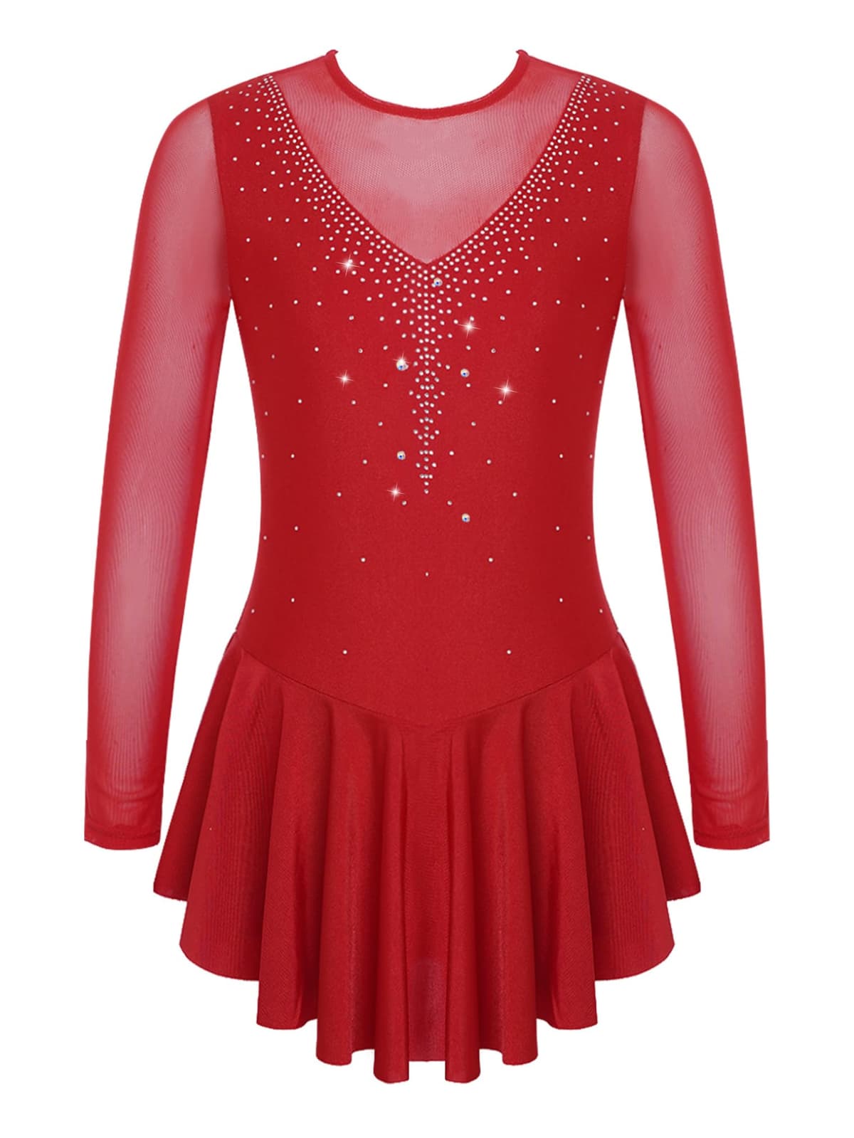 Freebily Vestido de Danza Patinaje sobre Hielo para Niña Leotardo de Manga Larga Maillot de Gimnasia Rítmica Competición Vestido de Bailarina Ballet