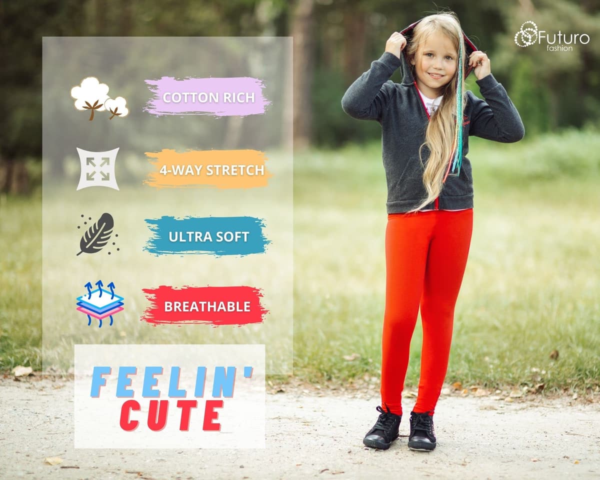 FUTURO FASHION Girls Children Full Length Plain Cotton Leggings Cycling Casual Wear Infant Trousers Leggings Solid Tights Pants for Kids — view 5