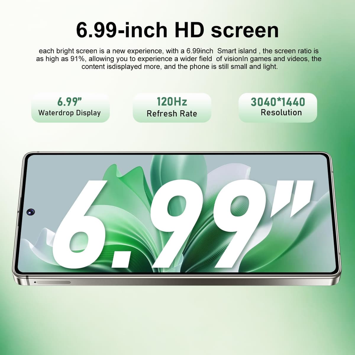 UZL I26 Ultra Unlocked Cell Phone, Built in Pen, Smartphone Battery 7000mAh, 6.99" HD Screen Unlocked Phones, 68MP+108MP, 12+512GB 5G The Phone Android 15, Face ID/Fingerprint Lock/GPS (Black) — view 3
