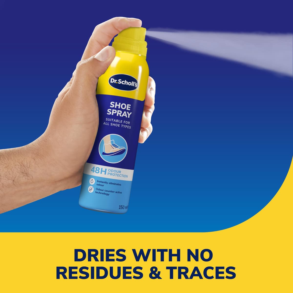Dr. Scholl’s Fresh Step Anti Odour Shoe Spray, Eliminates Odor For Up To 48 Hours. Fresh Scent, Quick Drying, Suitable For All Shoe Types, Running Trainers, Sports, & More, 150ml, Pack of 1 — view 6