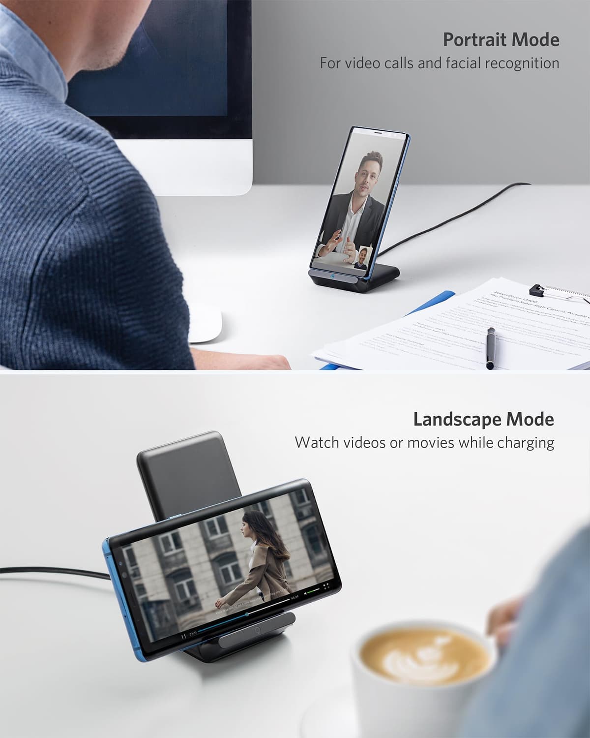 Anker Wireless Charger, PowerWave Stand, Qi-Certified for iPhone 15/14/13/12 Series, SE, 11, 11 Pro, 11 Pro Max, XR, Xs Max, 10W Fast-Charging Galaxy S20 S10 S9 S8, Note 10 (No AC Adapter) — view 4