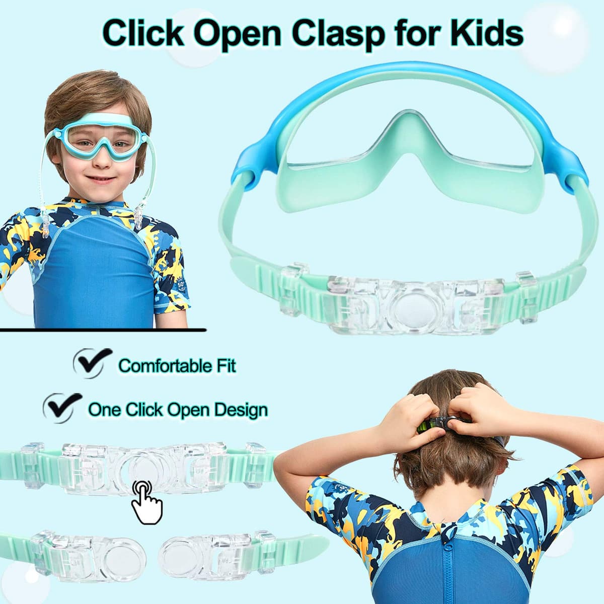 Seago Swim Goggles 2 Pack Anti-Fog Anti-UV Wide View Swimming Goggles for Kids 3-14 — view 4