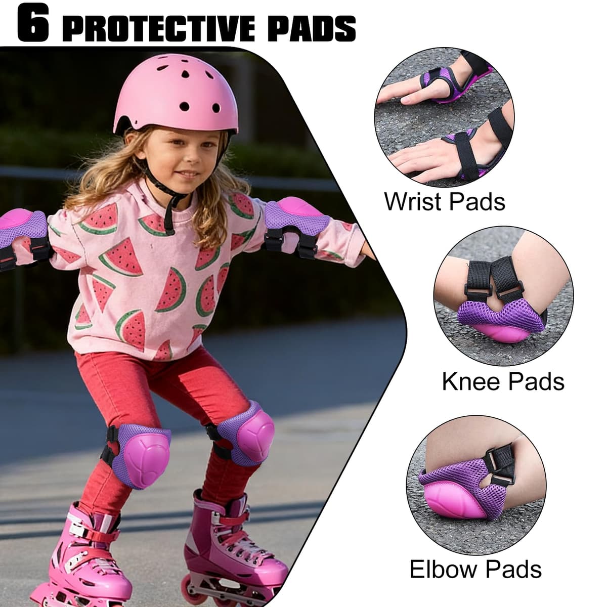 Zorplex Juego de 6 Equipo de Protección Infantil, Set Rodilleras Coderas y Muñequeras, Protecciones Patines Niño, Juego de Protecciones para Ciclismo, Monopatín, Escalada, y Otros Deportes — view 2