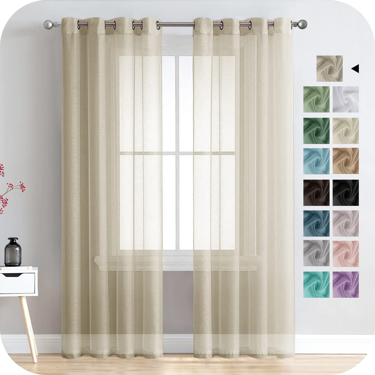 MRTREES Cortina para Ventana Dormitorio Translúcidas Visillos Paneles para Ventanas Sala para Niños Sala Comedor 2 Piezas 140×245cm Blanco — view 47