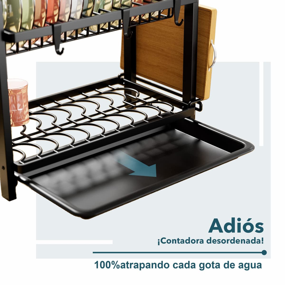 niffgaff Estante de Dish Escurreplatos Acero Inoxidable Cocina (43.5 * 24.5 * 34.5), Primer Piso Escurridor de Platos para Fregadero, Escurre Platos Armarios, Escurreplatos Negro — view 5