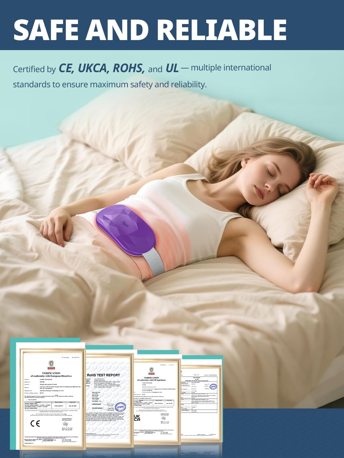 Almohadilla térmica portátil Slimpal, cinturón calefactor inalámbrico recargable para mujer, color blanco — view 7