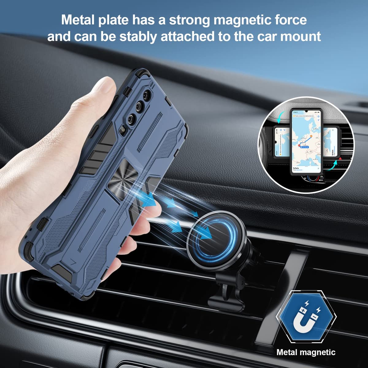 Funda para CMF Phone 2 Pro, Carcasa Antigolpes con Soporte anular metálico, Case Protectora de Grado Militar, Negro — view 174