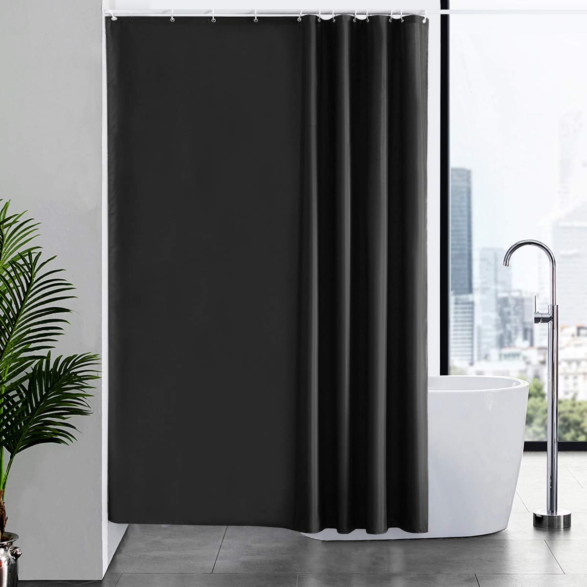 Furlinic Cortina Ducha 200x200cm Antimoho Impermeable Lavable Blanco Tela Poliéster Grandes Cortinas de Baño con 12 Aros de Cortina Ducha. — view 120