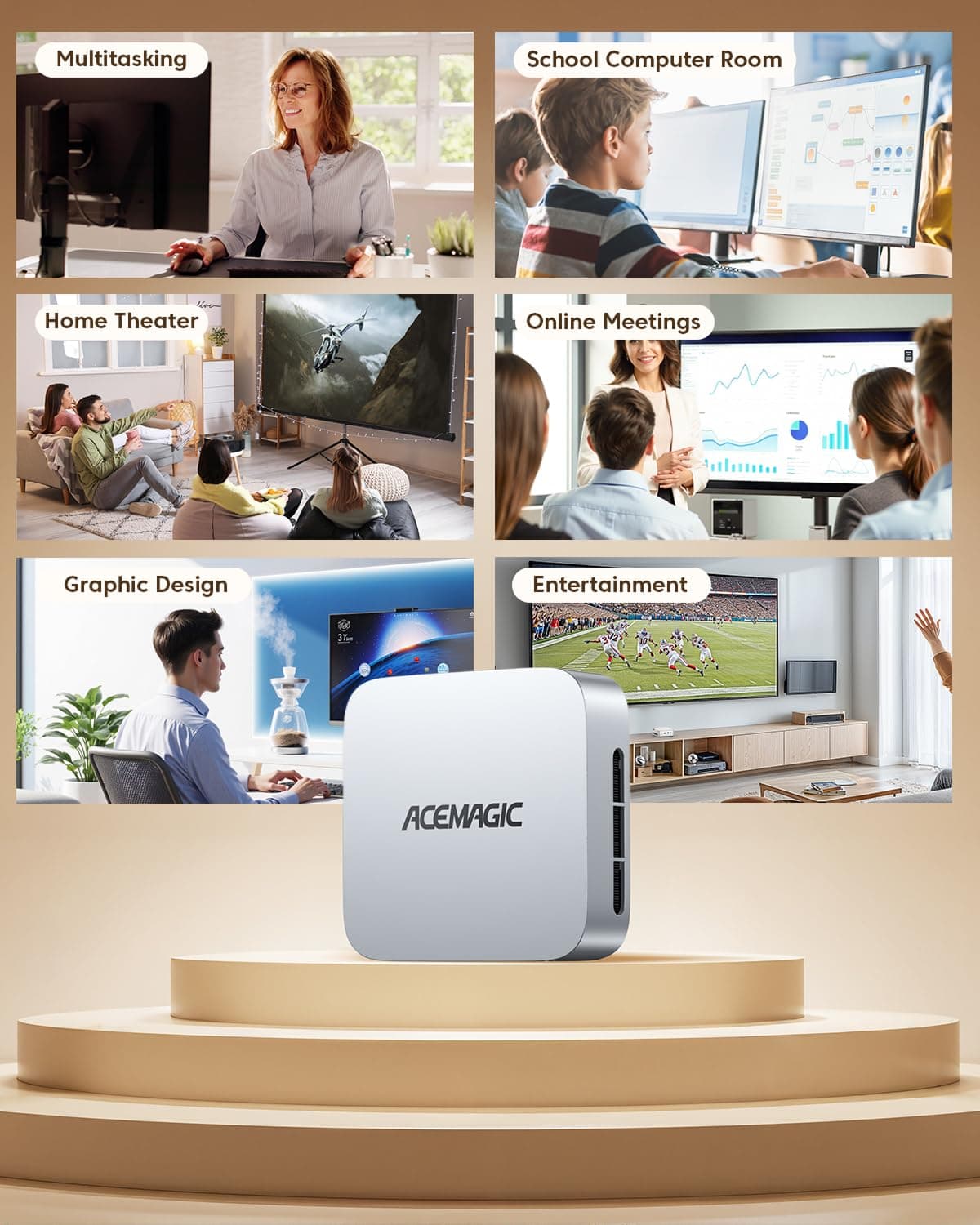 ACEMAGIC K1 Mini PC Windows 11 Pro, Intel Core 12600H (Beat 12450H up to 4.5 GHz) Mini Computers, 16GB DDR4 RAM 512GB SSD Triple 4K Display Desktop Micro Small Pc with BT5.2/WiFi6/HDMI/USB3.2 — view 6